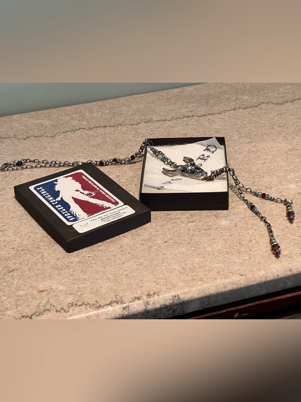 Spoiled Cowgirlz Longhorn Crystal Necklace- in box - OOAK - Picture 10 of 13